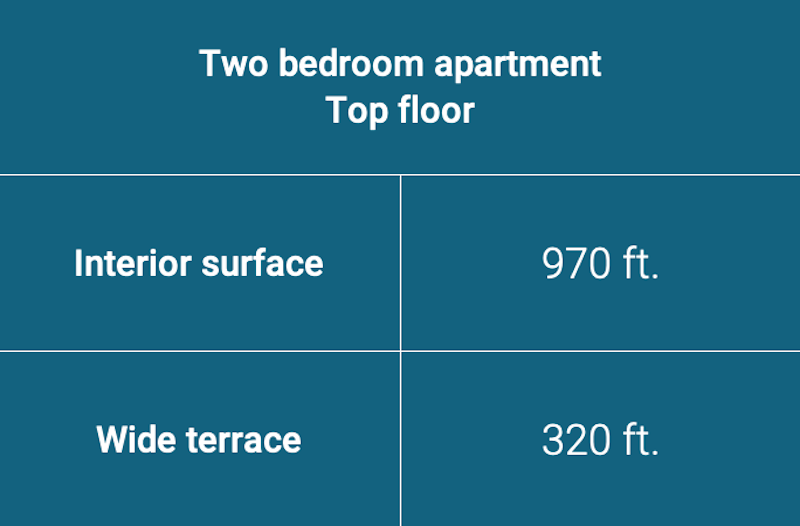 studio surface apartment two bedroom Bleu Emeraude